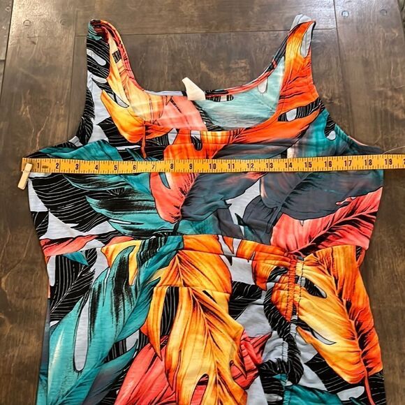 Colorful Print Scoop Neck Sleeveless Bodycon Beach, Long Dress stretches 1XL - Picture 3 of 10